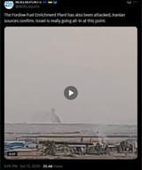The Fordow Fuel Enrichment Plant has also been attacked, Iranian sources confirm. Israel is really going all-in at this point. 13-06-2025 HD