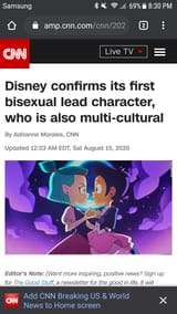 Disney bisexual lead character
