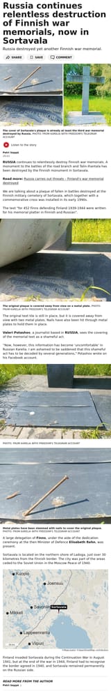 Screenshot 2025-06-14 at 20-07-11 Russia destroys another Finnish war memorial now in Sortavala - Ilta-Sanomat