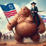 ai_art_judah_weilding_the_shit_skin_amerigolems_usa_flag_judahs_remphanic_666_flag_syria_palestina_jew_holding_rifle_shotgun_tophat_army
