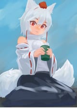 Awoo drinking tea