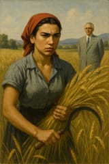 Dua Lipa harvests grain while Hoxha watches