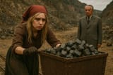 Ava Max pushes a cart full of ores while Enver Hoxha watches