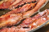 bacon in a frying pan