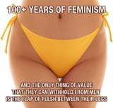 100 years feminism only thing value withhold men between legs
