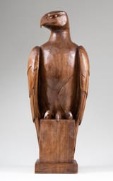 Wilhelm Siegmund Anton Louis Krieger (Norderney, Province of Hanover, German Reich 1877-1945 Herrsching am Ammersee, Upper Bavaria, Occupied Germany) Perched Eagle, Allach SS porcelain design Model K10 - Glazed wood 1938 (view 2)