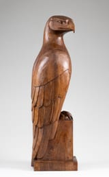 Wilhelm Siegmund Anton Louis Krieger (Norderney, Province of Hanover, German Reich 1877-1945 Herrsching am Ammersee, Upper Bavaria, Occupied Germany) Perched Eagle, Allach SS porcelain design Model K10 - Glazed wood 1938 (view 4)
