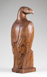 Wilhelm Siegmund Anton Louis Krieger (Norderney, Province of Hanover, German Reich 1877-1945 Herrsching am Ammersee, Upper Bavaria, Occupied Germany) Perched Eagle, Allach SS porcelain design Model K10 - Glazed wood 1938 (view 5)