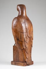 Wilhelm Siegmund Anton Louis Krieger (Norderney, Province of Hanover, German Reich 1877-1945 Herrsching am Ammersee, Upper Bavaria, Occupied Germany) Perched Eagle, Allach SS porcelain design Model K10 - Glazed wood 1938 (view 7)