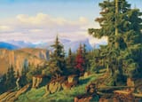 Anton Eduard Kieldrup (Haderslev, Duchy of Schleswig, Kingdom of Denmark 1826-1869 København, Kingdom of Denmark) A Vast Norwegian Landscape - Oil on canvas (QR)-min