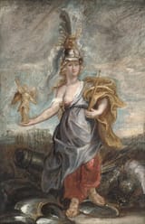 Peter Paul Rubens (Siegen 1577-1640 Antwerp) Marie de&#039; Medici as the goddess Bellona - oil on canvas 1625 [17th c. oil on panel anonymous copy]