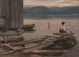 Jahn Ekenæs (Norwegian, 1847-1920) - Fiske i Brevik (1899), oil on canvas