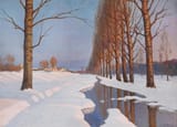 Gheorghe Catargi (Reni, Bessarabia Governorate, Russian Empire 1894-1963 Gherla, Cluj County, Romanian People&#039;s Republic) Winter Light - Oil on cardboard