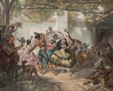 Henri Druard (Charlon sur Saone, Saône-et-Loire, Kingdom of France 1821-1877) after Pierre François Eugène Giraud (Paris, French Empire 1806-1881 Paris, French Republic) Dance in an inn in Granada - Oil on canvas 1852