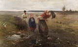 Apoloniusz Kędzierski (Suchedniów, Radom Governorate, Kingdom of Poland, Russian Empire 1861-1939 Warsaw, Republic of Poland) Na błotnistej drodze (On a Muddy Road) - Olej na płótnie 1890