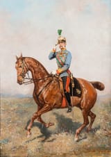 Tadeusz Ajdukiewicz (Wieliczka, Kingdom of Galicia and Lodomeria, Austrian Empire 1852-1916 Kraków, Kingdom of Galicia and Lodomeria, Austro-Hungarian Monarchy) Equestrian portrait of Emperor Franz Joseph I - Oil on panel