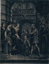 Peter Paul Rubens (Siegen 1577-1640 Antwerp) Receiving the regency from the King before leaving for the war in Germany - oil on canvas 1622-25c [1709 lithograph copy by Jean Audran]