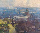 Jaroslav Šetelík (Tábor, Tábor Kraje, Kingdom of Bohemia, A.H.M. 1881-1955 Prague, Czechoslovak Republic) Pohled na Prahu (View of Prague) - Olej na plátně-min