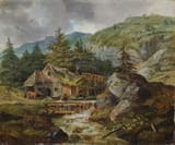 Heinrich Bürkel (Pirmasens, Mont-Tonnerre, French Republic 1802-1869 Munich, Kingdom of Bavaria) Blacksmith in the Mountains - Oil on panel-min