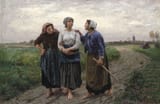 Jules Adolphe Aimé Louis Breton (Courrières, Pas-de-Calais, Kingdom of France 1827-1906 Paris, French Republic) Les amies (The friends) - Huile sur toile 1873