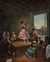 Manuel Cabral y Aguado-Bejarano (Seville, Kingdom of Seville, Kingdom of Spain 1827-1891 Seville, Province of Seville, Kingdom of Spain) Flamenco dance - Oil on Canvas