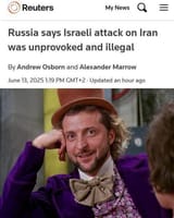 JustAJaneJ 14-06-2025 RUSSIA SAYS ISRAELI ATTACK ON IRAN WAS UNPROVOKED AND ILLEGAL, ZELENSKYY MEME CHUG