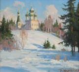 Boris Valentinovich Shcherbakov (Petrograd, Russian Empire 1916-1995 Moscow, Russian Federation) Russian Winter - Oil on cardboard 1970&#039;s