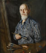 Pablo Sansegundo Castañeda (Ávila 1924-2015 ibid.) Self-portrait with a blue shirt - oil on canvas