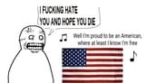 I hate you and hope you die American flag