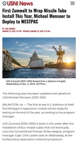 Zumwalt prompt strike missile