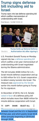 Trump signs aid bill to Israel