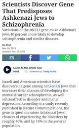 scientists discover gene that predisposes ashkenazi jews to schizophrenia