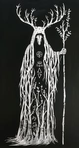 High Contrast Linocut of Spirit Guardian Totem _ TheCandie_com