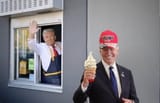 Trump fixes ice cream machine, gives Biden a scoop (or two)