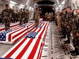 flag drapped coffins