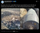 Remains of a U.S.-made MQ-9 drone reportedly found in the Ain al-Soleh area near Dehloran, Iran, after being downed earlier today. 16-06-2025