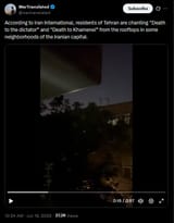 According to Iran International, residents of Tehran are chanting &#039;Death to the dictator&#039; and &#039;Death to Khamenei&#039; from the rooftops in some neighborhoods 16-06-2025 HD