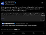 Screenshot 2025-06-16 at 21-28-07 Faytuks Network on X IRGC spokesman says that the ninth wave of Operation True Promise 3 began moments ago and will continue uninterrupted until dawn according to State-Run Fars News Agency h[...]