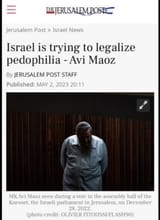 israel to legalize pedophilia