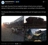Last night, Russian forces targeted railway infrastructure and grain railcars in Kyiv and the surrounding region, according to Ukrzaliznytsia. 17-06-2025