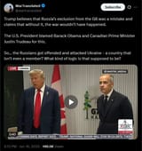 Trump believes that Russia’s exclusion from the G8 was a mistake and claims that without it, the war wouldn’t have happened. 16-06-2025 blamed Barack Obama, Trudeau HD