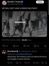 Trump No Woke Military Tap the Sign