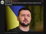 Screenshot 2025-06-17 at 15-36-52 BRICS News (@BRICSinfo) JUST IN 🇺🇦 Ukraine warns its citizens to leave Israel and Iran immediately. nitter
