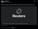 US citizen dies in Russian attack on Ukraine capital, Kyiv mayor says. 17-06-2025