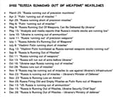 2022 Russia Running Out Of Headlines Timeline - Munitions Missiles Ammo