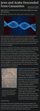 Jews and Arabs Descended from Canaanites