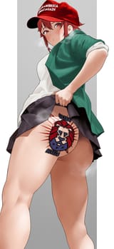tomo chan anime girl tomboy showing off her ass tattoo maga