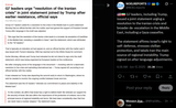 G7 leaders, including Trump, issued a joint statement urging a resolution to the Iranian crisis and broader de-escalation in the Middle East 17-06-2025 Gaza