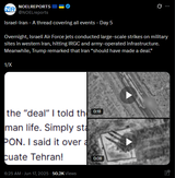 Israel-Iran - A thread covering all events - Day 5 17-06-2025, Overnight, Israeli Air Force jets conducted large-scale strikes on military sites in western Iran