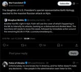 The daughter of U.S. President&#039;s special representative Keith Kellogg reacted to the massive Russian attack on Kyiv. 17-06-2025 mobbs_mentality
